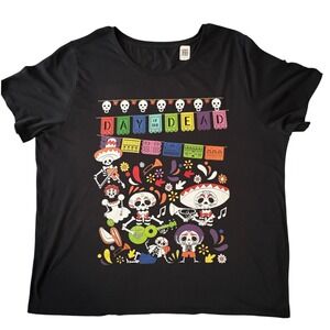 Gildan Day of the Dead Graphic T-Shirt Black Plus Size 3X Dia de los Muertos Tee
